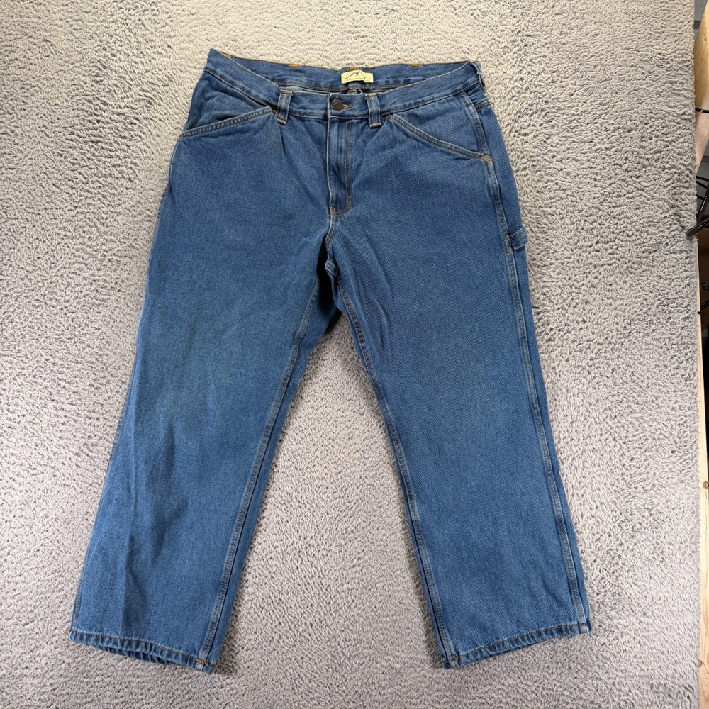 Blue Mountain Jeans Mens 38x27‎ Blue Cotton Denim Carpenter Straight Workwear